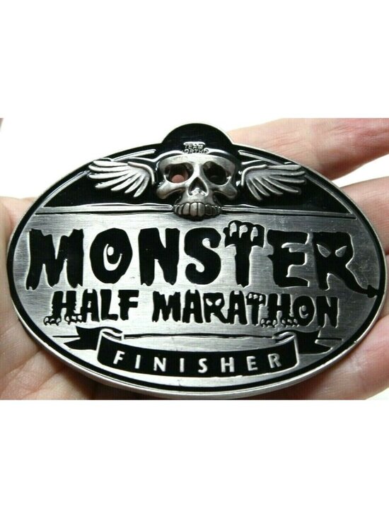 Monster Other - Monster Half Marathon Finisher Belt Buckle Skull Design Metal Oval #D-4